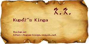 Kupás Kinga névjegykártya