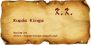 Kupás Kinga névjegykártya